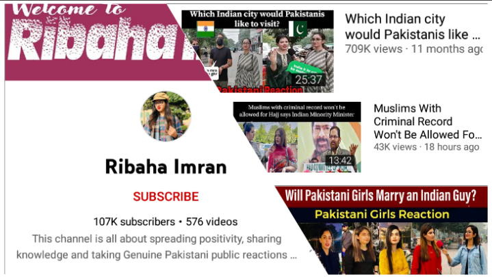 Ribaha Imran Pakistani YouTuber