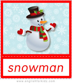 Snowman - printable Christmas and winter season flashcards 