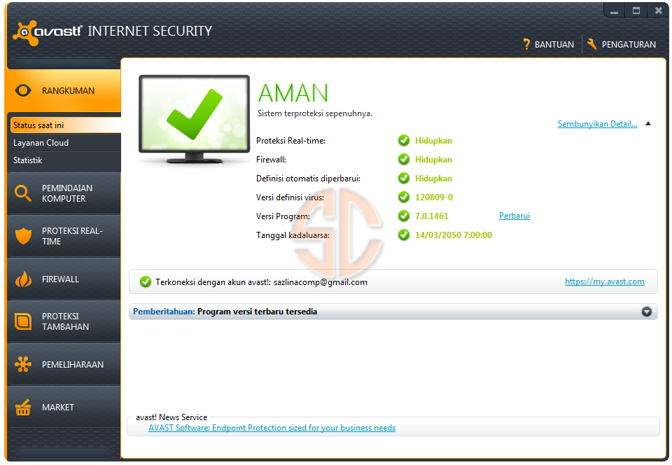 avast! Internet Security 7.0.1461 Full License Key