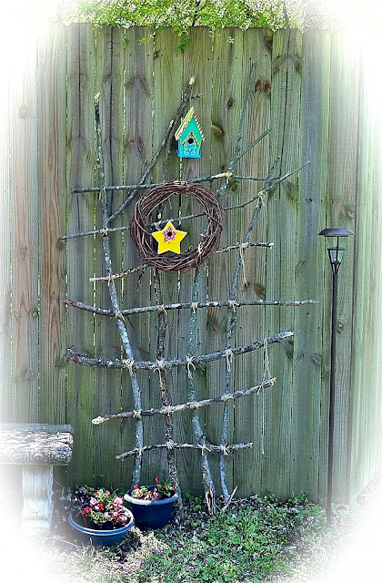 everyday donna: Make A Rustic Trellis From Fallen Tree Limbs