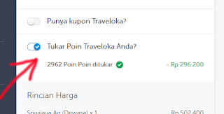 pembayaran dengan menggunakan point di traveloka