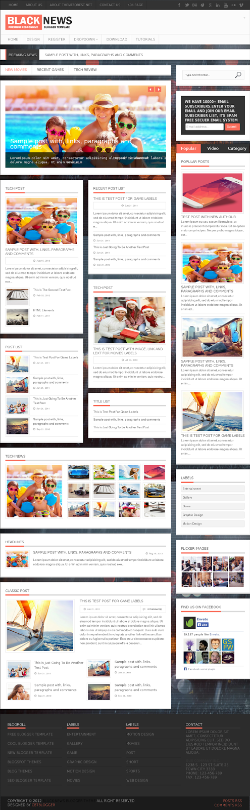 Image Free Blacknews Responsive Blogger Template Features