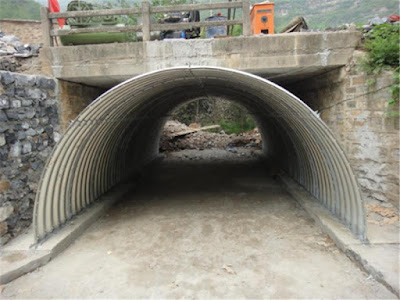 corrugated metal tunnel