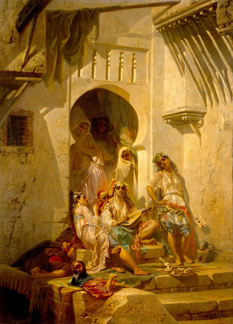 Femmes d'Alger, intérieur de cour, 1859 par Eugène Giraud