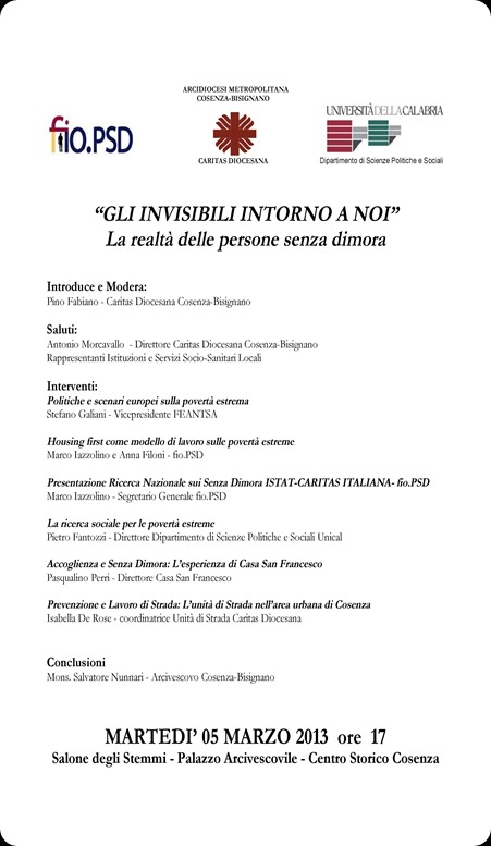 CONVEGNO SENZA DIMORA