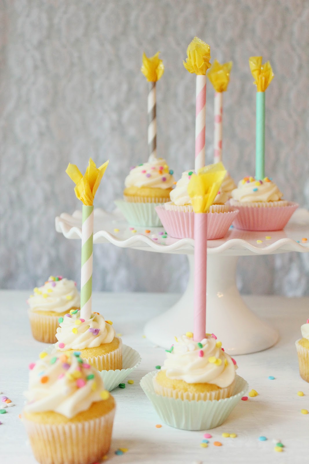 Icing Designs: DIY Paper Straw Birthday Candle Cupcake Toppers