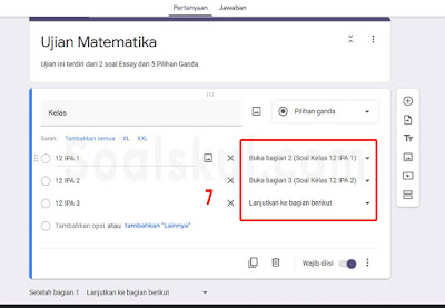 langkah 7 pertanyaan bercabang gform