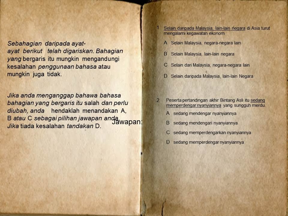 Contoh 2 Soalan 18 - 21 Bahasa Melayu PMR Kertas 1 