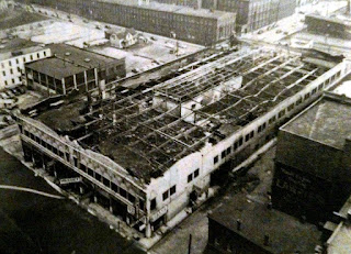 An aerial view of the market after the fire.