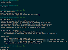 dotnet new console - hello world