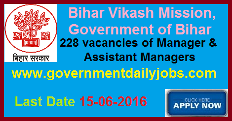 Government of Bihar Recruitment 2016 Manager & Assistant Manager