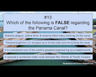 Which of the following is FALSE regarding the Panama Canal? Answer choices include: Bubonic plague, yellow fever & malaria killed many working on the canal. Panama fought the U.S. but gave up a 10-mile zone for building the canal. It is considered one of the world’s greatest engineering accomplishments. It opened a worldwide trade route between the Atlantic & Pacific Oceans.