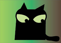 illustration of black cat looking down angrily