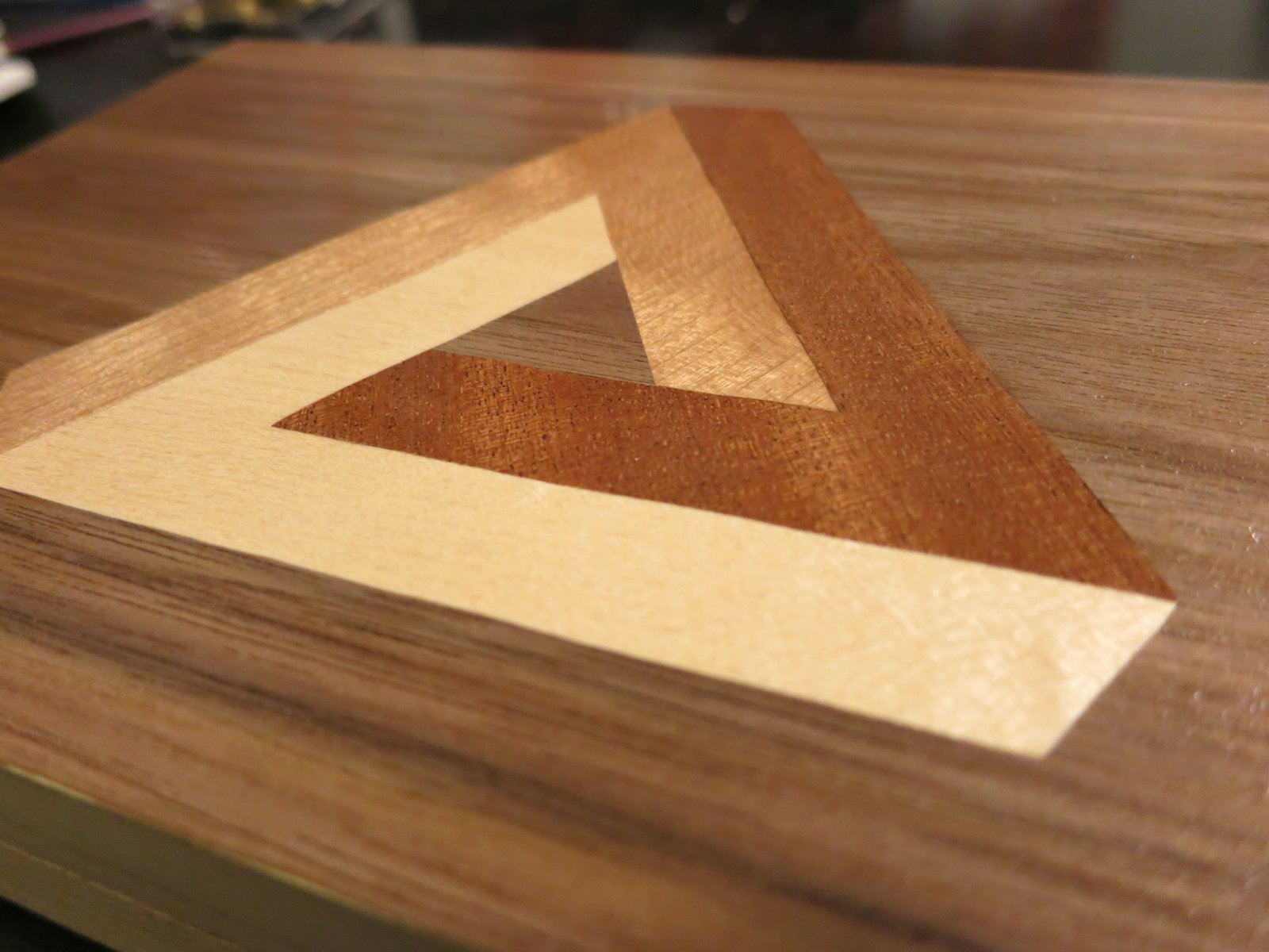 Wood doesn't grow on trees: Penrose Triangle Marquetry