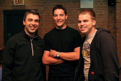 Larry Page Google Founder Cottage Inn Ann Arbor MI photographed with two co-geniuses