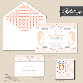 printable diy sea horse beach modern wedding invitation suite