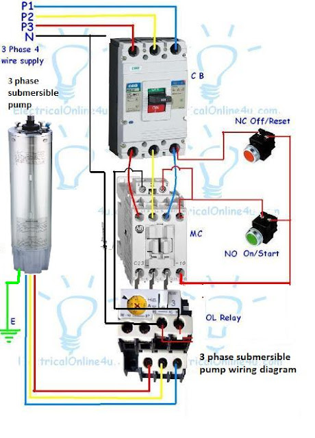 3 Phase Submersible Pump Wiring Diagram  next DOL Stater  