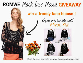 Romwe black lace blouse Giveaway on Fashion and Cookies