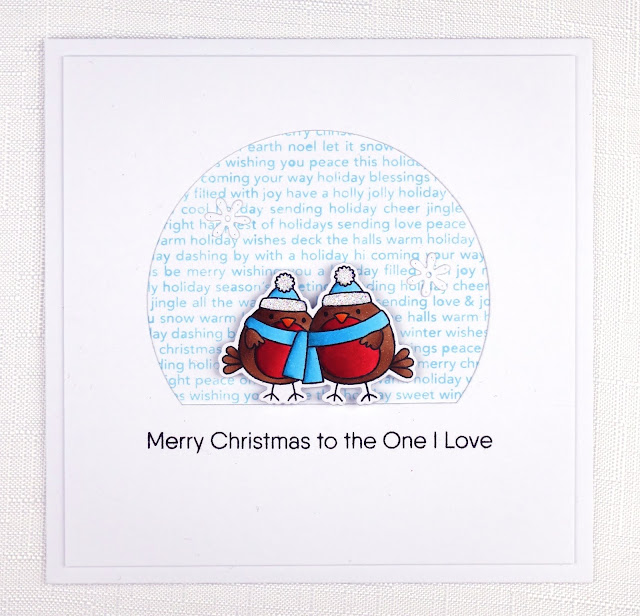 Christmas card for the one I love with cute robin pair (image from MFT)