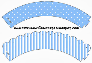 Light Blue with White Polka Dots and Stripes: Free Printable Wrappers and Toppers. 