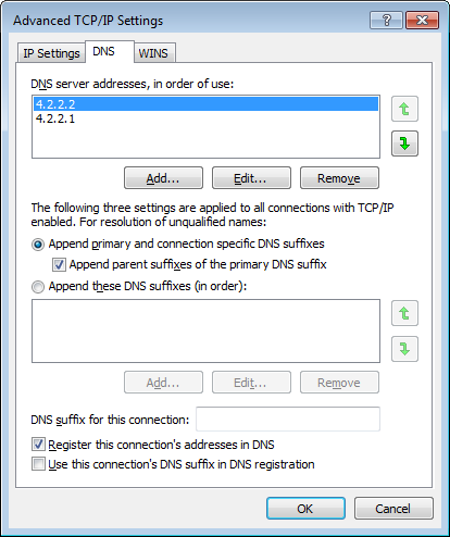 How to set the universal DNS Server address