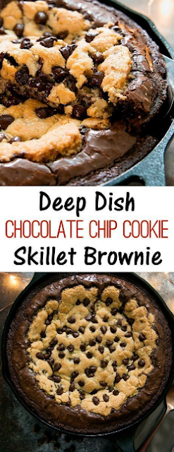 Deep Dish Chocolate Chip Cookie Skillet Brownie and Brookie Cups