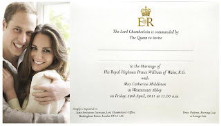 Prince William and Kate Middleton Royal Wedding Invitation