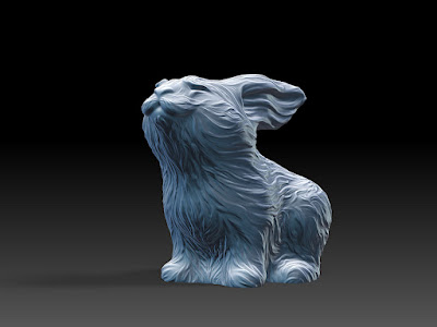 Figurine of the Water Rabbit. Concept Art. 3D Rendered Digital Sculpture.