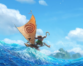Moana, Maui and Pua Sailing:  Free Download HD Posters.