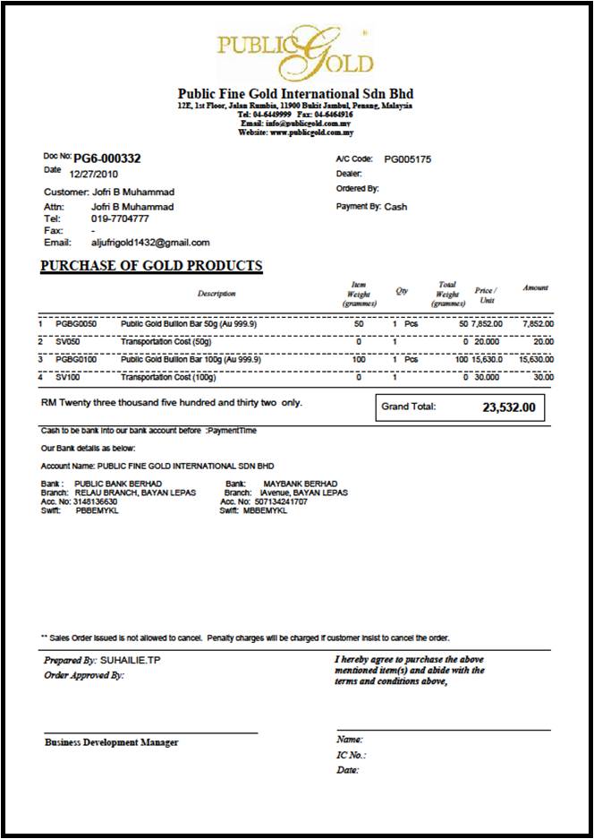 Precious metal with Al-jufri: CONTOH SALES ORDER UNTUK 