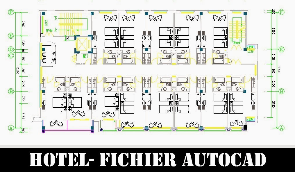  Hotel  fichier DWG   t l charger Autocad 
