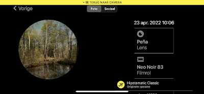 Screenshot Hipstamatic-instellingen Peña + Neo Noir 83