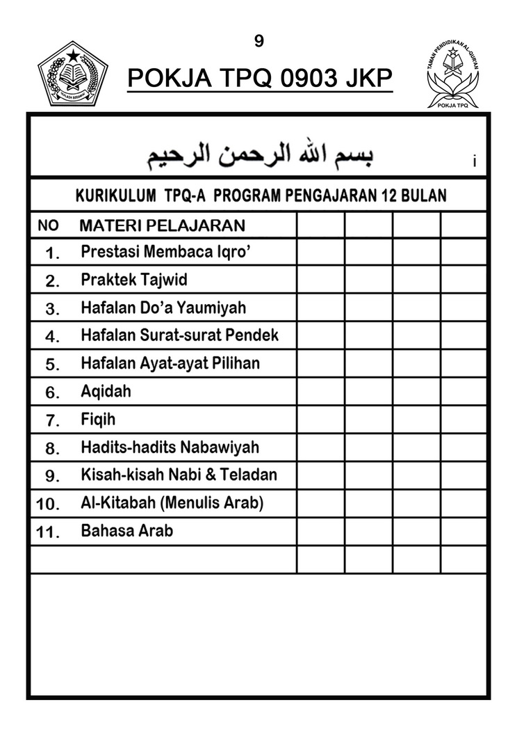 Materi Pembelajaran Tpq Pdf Jejak Belajar