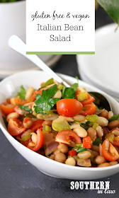 Easy Gluten Free Italian Bean Salad Recipe - vegan side dishes, gluten free, low fat, clean eating friendly, dairy free, sides, salad recipes