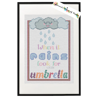 when it rains look for rainbows cross stitch pattern