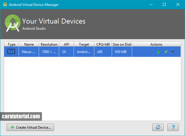 Your Android Virtual Device (AVD)