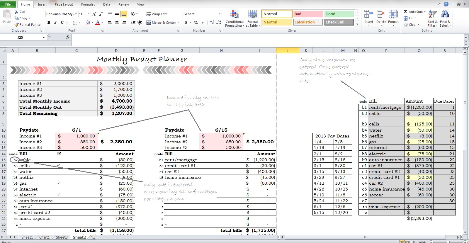 Budget Planner Spreadsheet