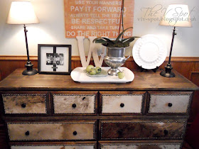 cowhide, dresser, dresser re-do, rustic, craigslist, studded dresser