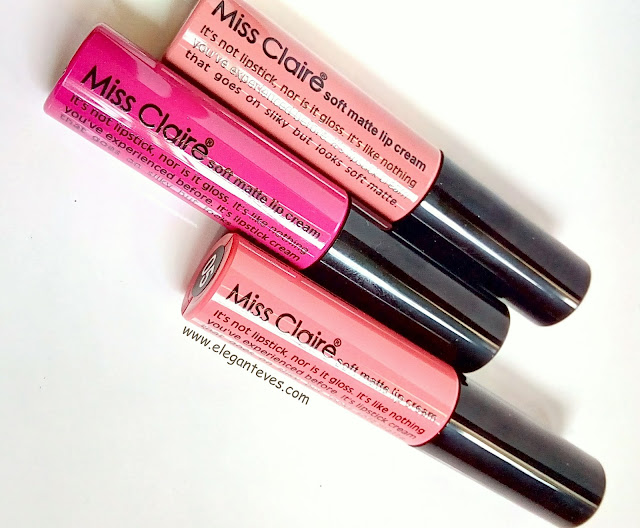 Miss Claire Soft Matte Lip Creams 05,12 and 17A swatches