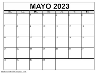 Calendario 2023 Mayo