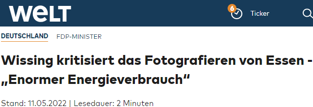 FDP Wissing kritisiert das Fotografieren von Essen