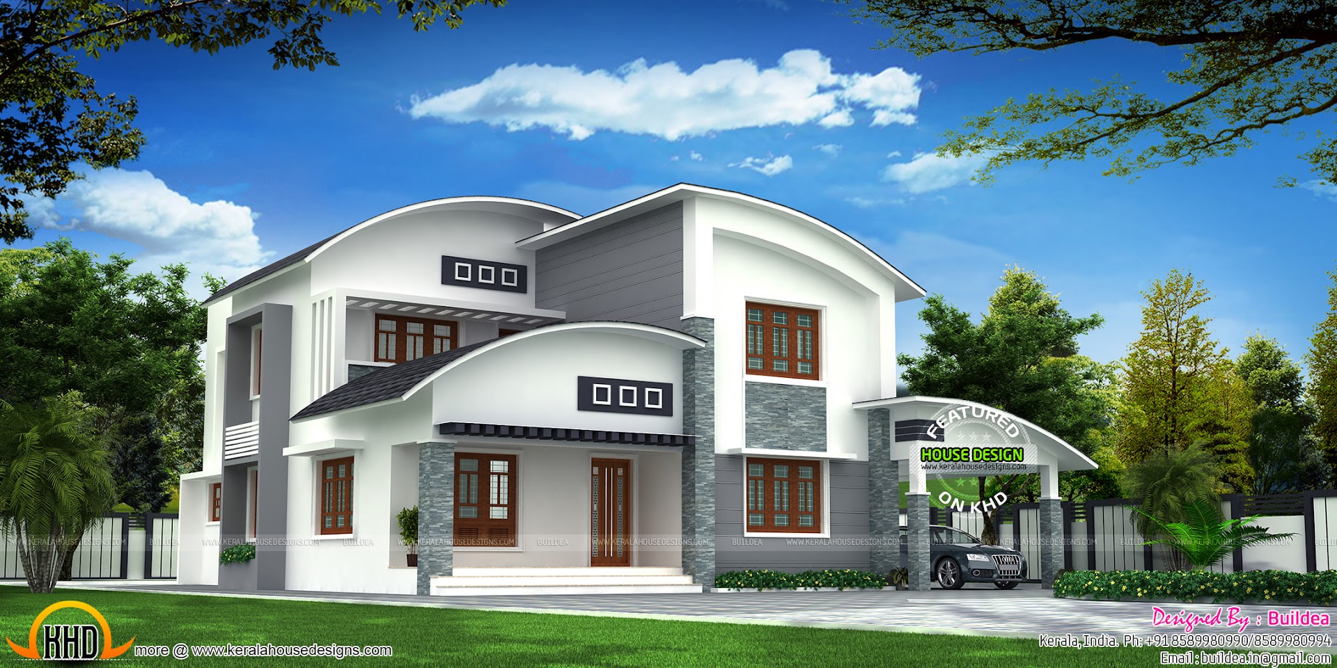 4 bedroom beautiful modern curved roof house Kerala home 