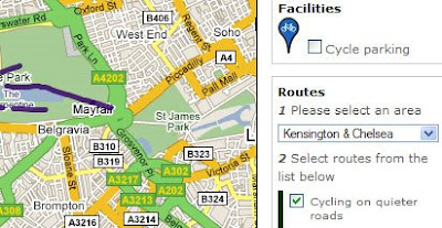 screenshot of TFL cycling map