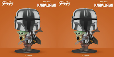 The Mandalorian with Child Chrome Edition 10” Pop! Star Wars Vinyl Figure by Funko