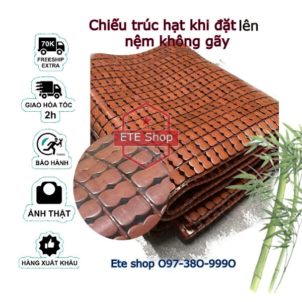 Chiếu Trúc nâu 1m6x2m hạt nâu, không bìa , hạt bóng