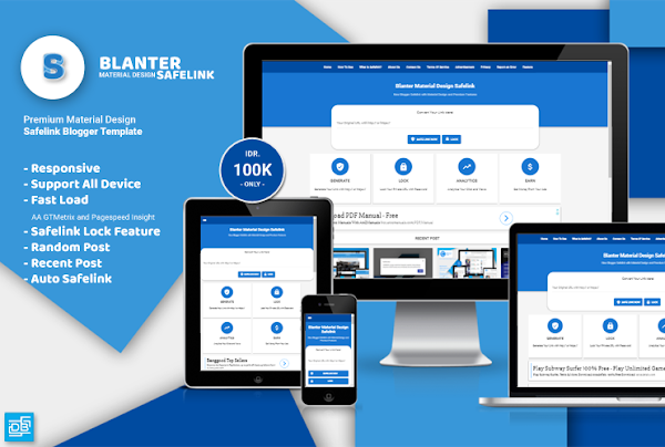 Blanter Safelink Blogger Template With Material Design