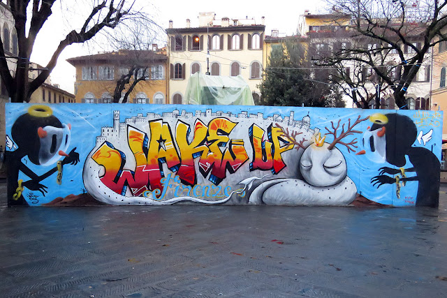 Wake Up Florence mural, Piazza Santo Spirito, Florence