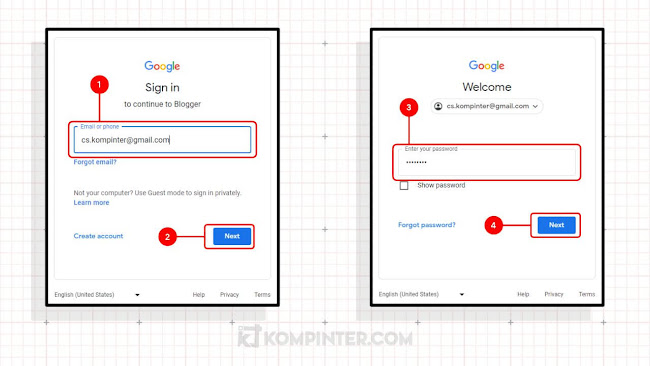 Login Akun Google di Blogger