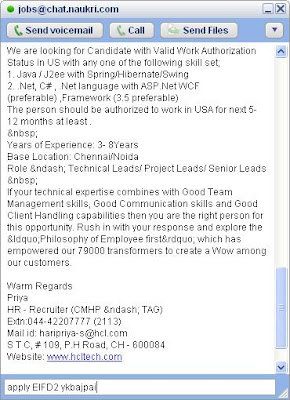 Apply job through Google Talk