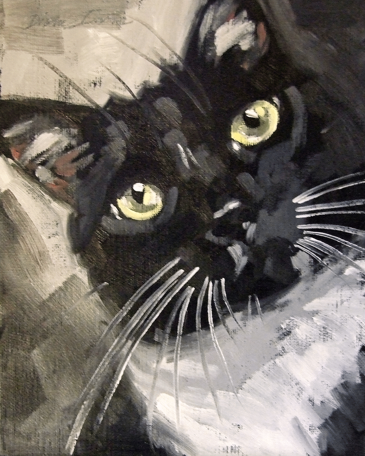 Paintings From the Parlor Tuxedo Cat  Original Oil 